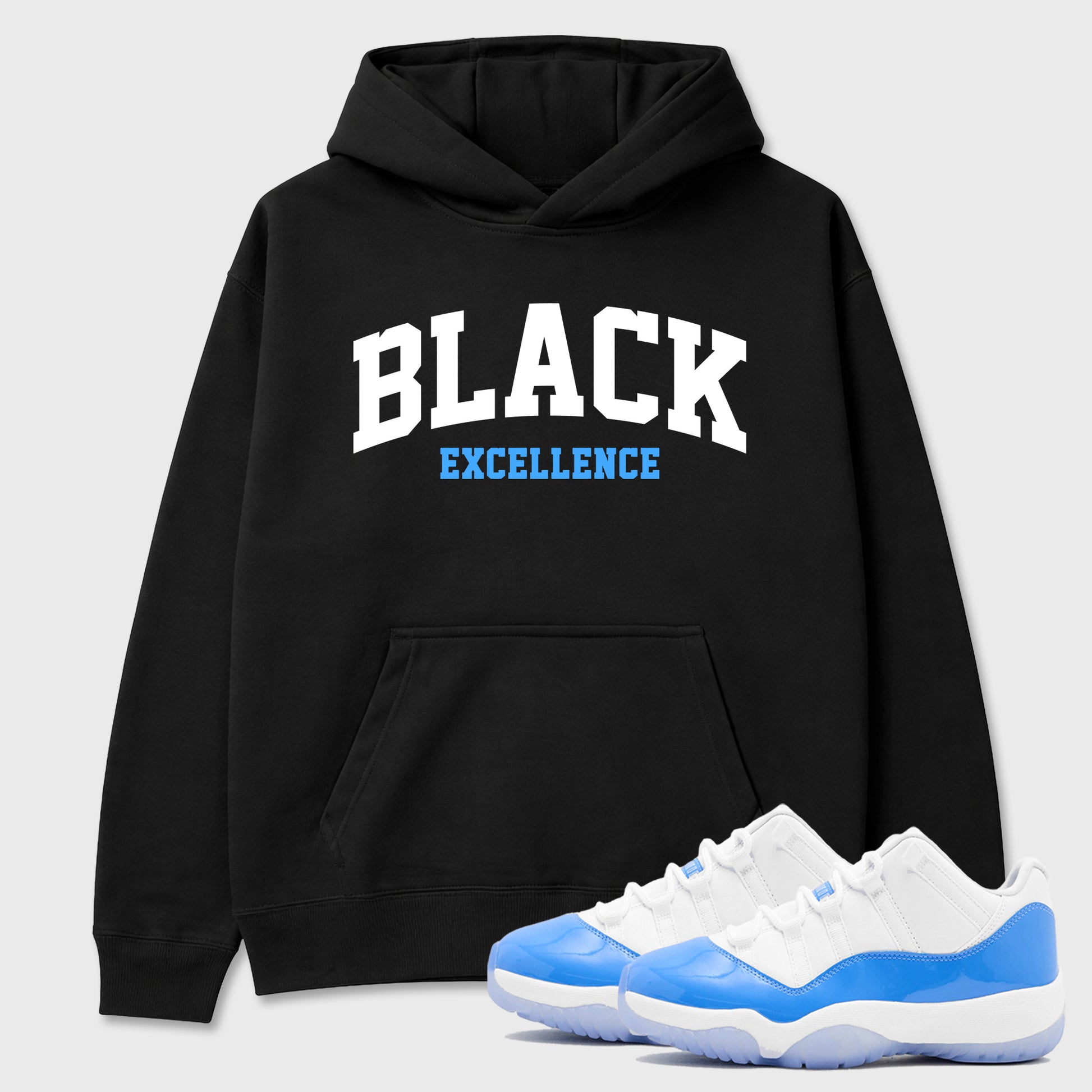 Sneaker match tees – Sneaker Tees To Match Air Jordan 11 University Blue Shoes – Varsity Black Excellence Tee Black 1