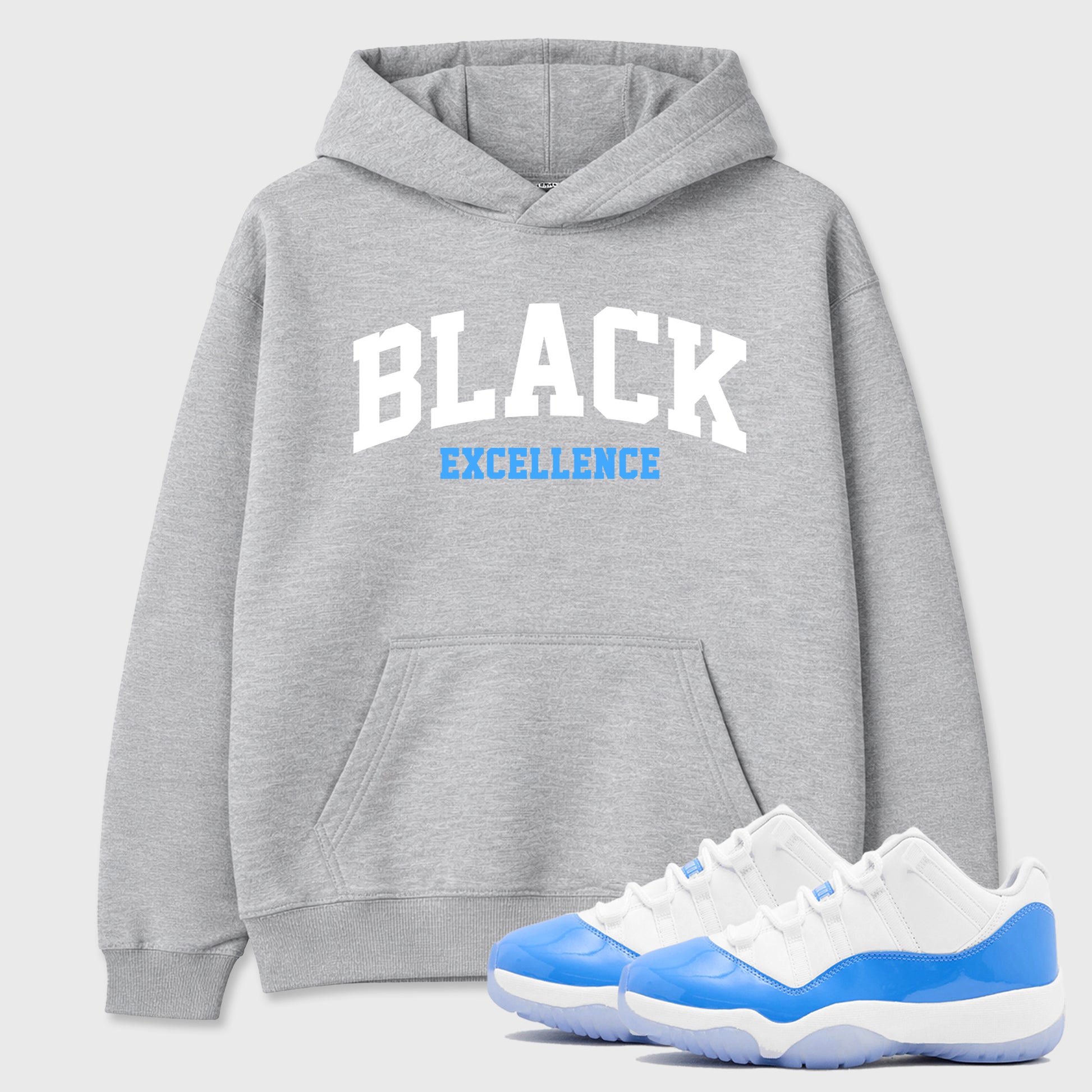 Sneaker match tees – Sneaker Tees To Match Air Jordan 11 University Blue Shoes – Varsity Black Excellence Tee Heather Grey 1