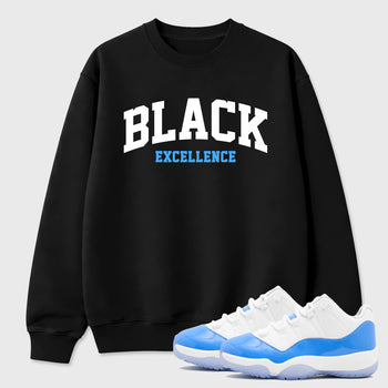Sneaker match tees – Sneaker Tees To Match Air Jordan 11 University Blue Shoes – Varsity Black Excellence Tee Black 1