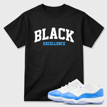 Sneaker match tees – Sneaker Tees To Match Air Jordan 11 University Blue Shoes – Varsity Black Excellence Tee Black 1