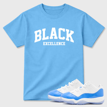 Sneaker match tees – Sneaker Tees To Match Air Jordan 11 University Blue Shoes – Varsity Black Excellence Tee Carolina Blue 1
