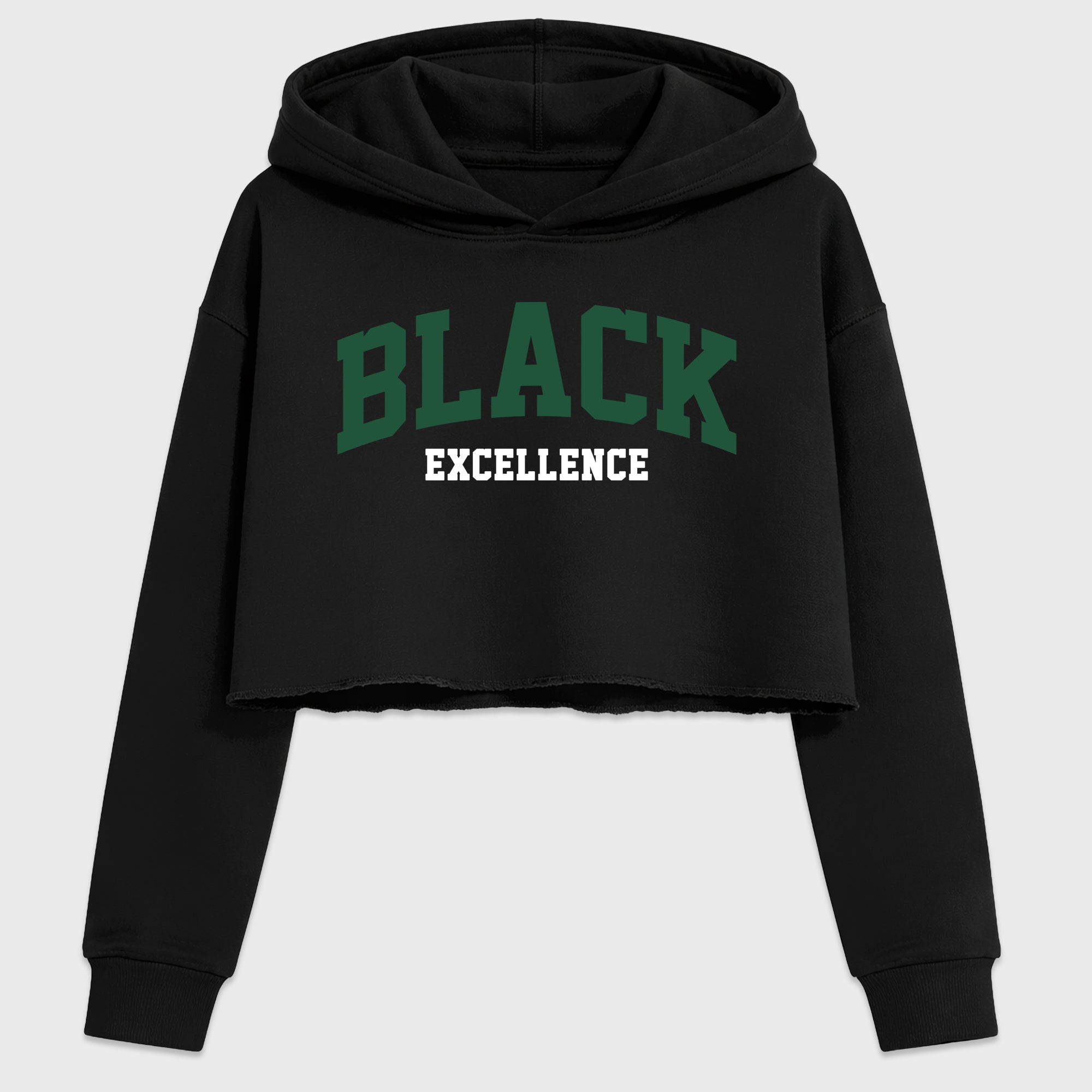 Varsity Black Excellence Women’s Graphic Crop Tee featuring original streetwear artwork designed to match the Air Jordan 12 Summit Green. Black 2 Crop Tee.