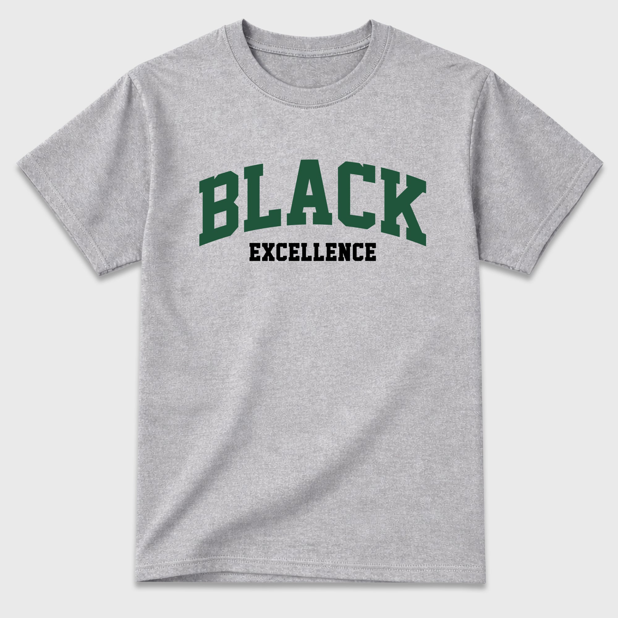 Varsity Black Excellence Graphic T-Shirt featuring original streetwear artwork designed to match the Air Jordan 12 Summit Green. Heather Grey 2 Graphic T-Shirt.
