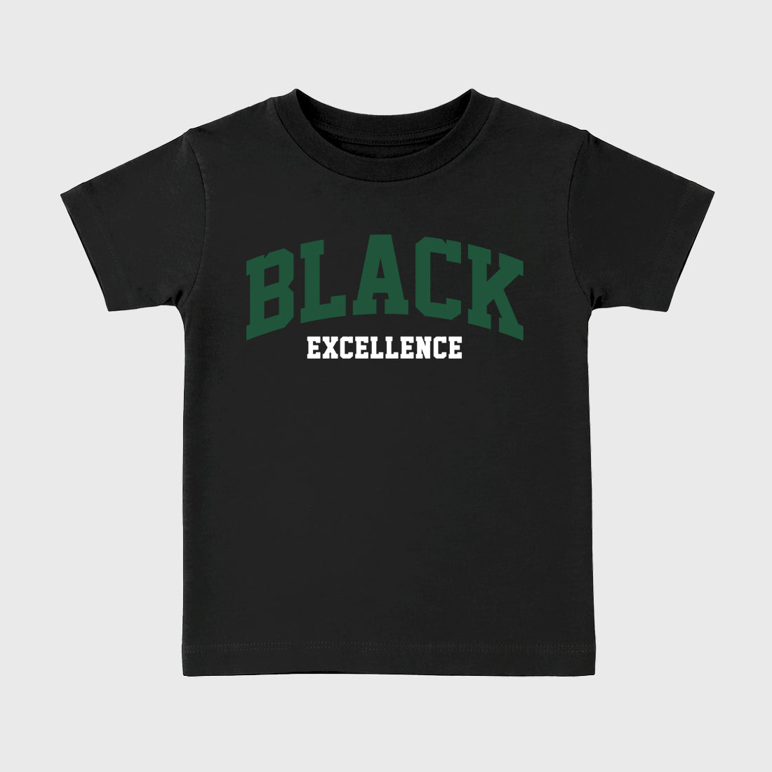 Varsity Black Excellence Baby & Kids Graphic T-Shirt featuring original artwork designed to match the Air Jordan 12 Summit Green. Black 2 Kids Graphic Tee.