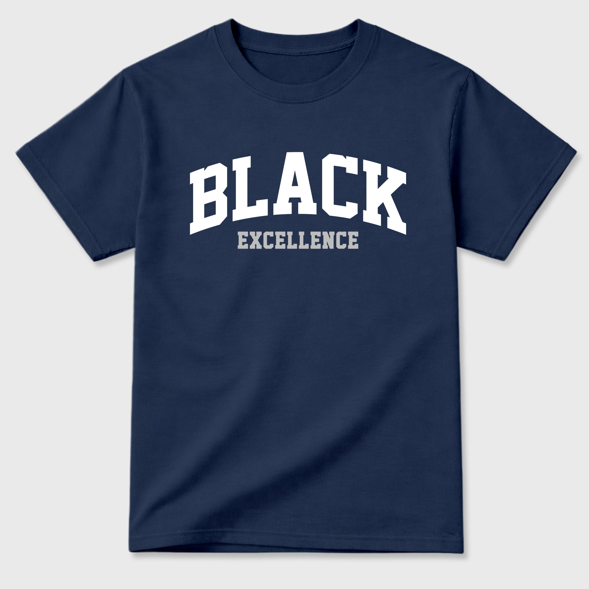 Varsity Black Excellence Graphic T-Shirt featuring original streetwear artwork designed to match the Air Jordan 13 Flint. Navy 2 Graphic T-Shirt.