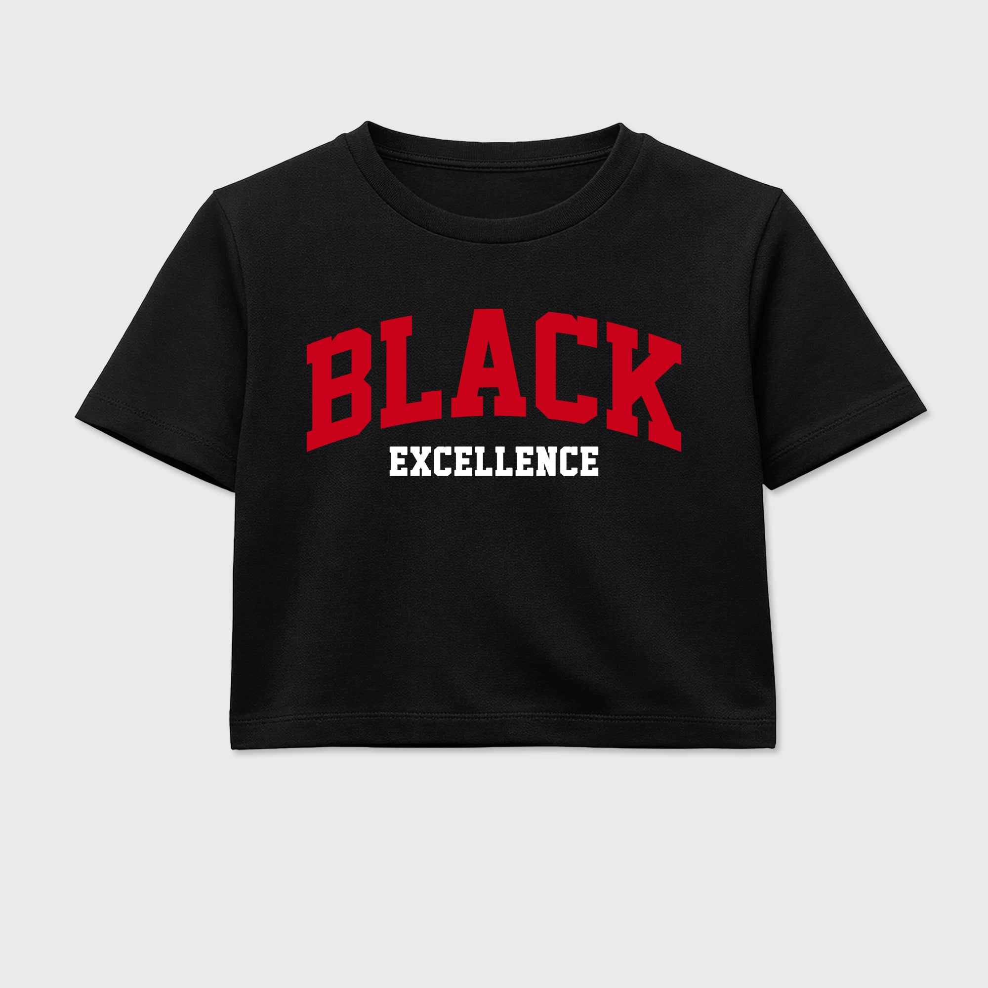 Sneaker match tees – Sneaker Tees To Match Air Jordan 13 University Red Shoes – Varsity Black Excellence Crop T-Shirt Black 2