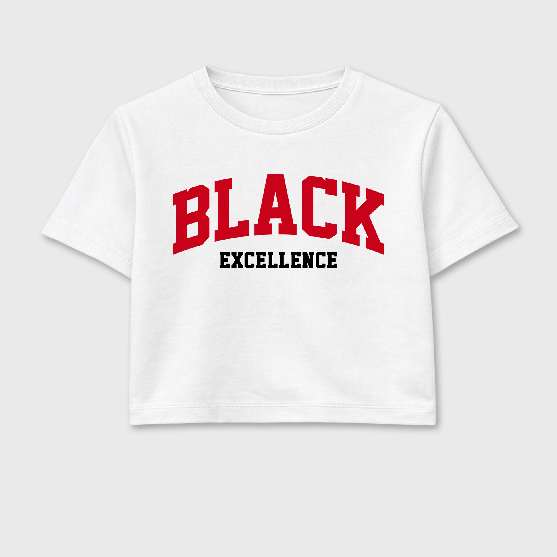 Sneaker match tees – Sneaker Tees To Match Air Jordan 13 University Red Shoes – Varsity Black Excellence Crop T-Shirt White 2