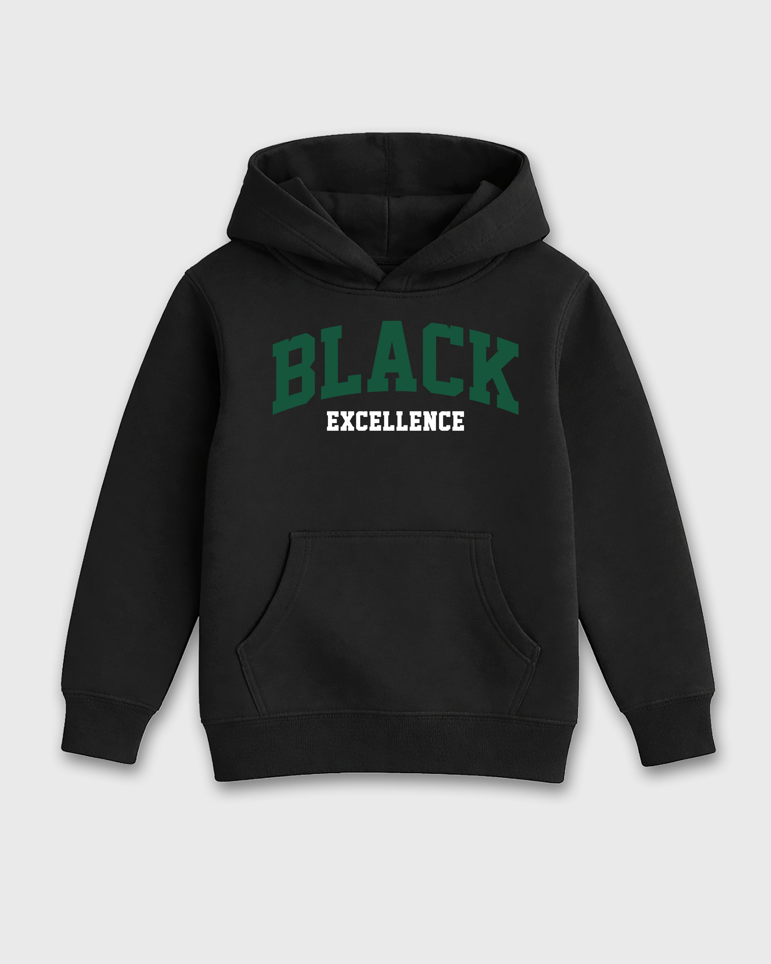 Varsity Black Excellence Baby & Kids Graphic Hoodie featuring original artwork designed to match the Air Jordan 14 Forest Green. Black 2 Kids Graphic Sweater.