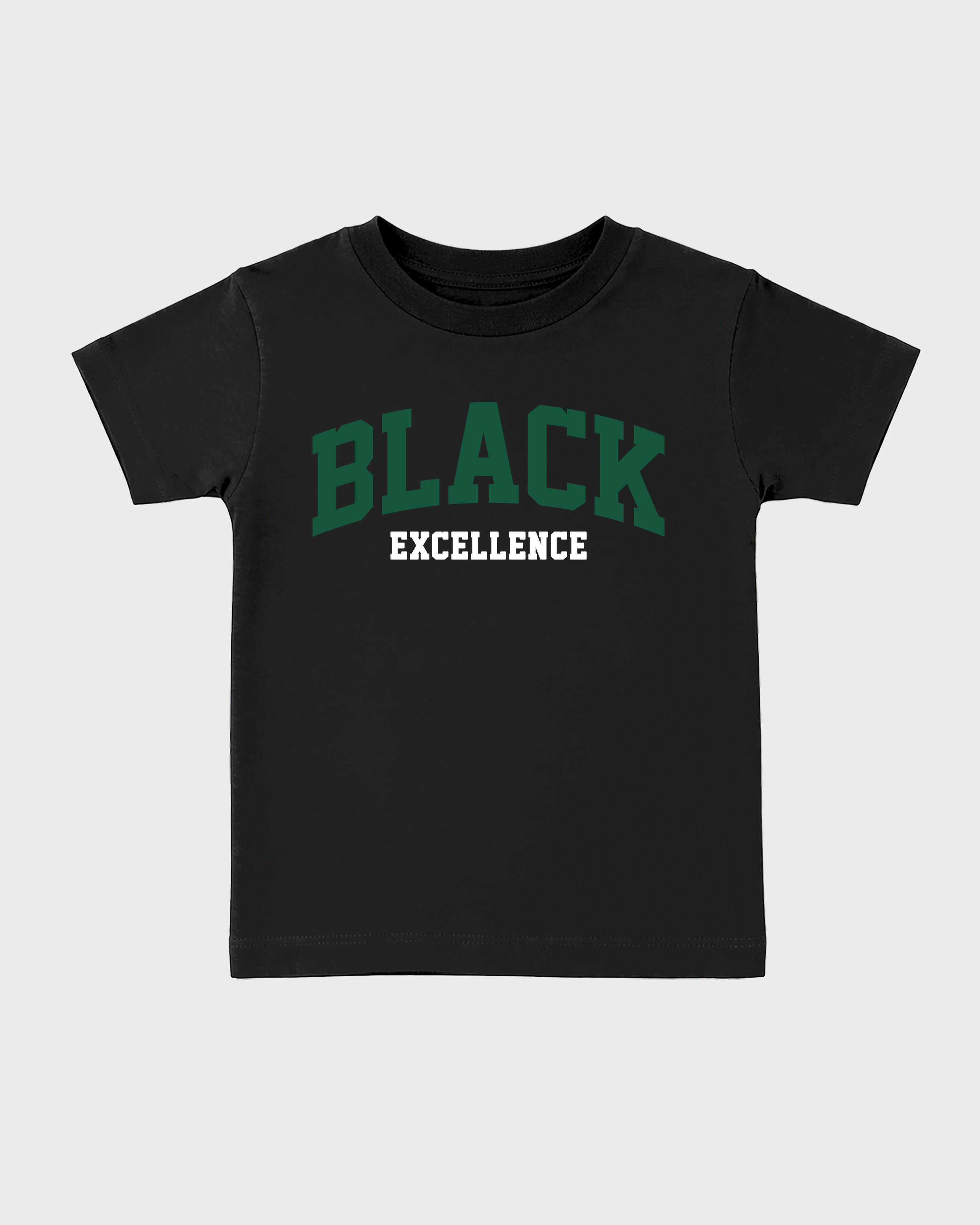 Varsity Black Excellence Baby & Kids Graphic T-Shirt featuring original artwork designed to match the Air Jordan 14 Forest Green. Black 2 Kids Graphic Tee.