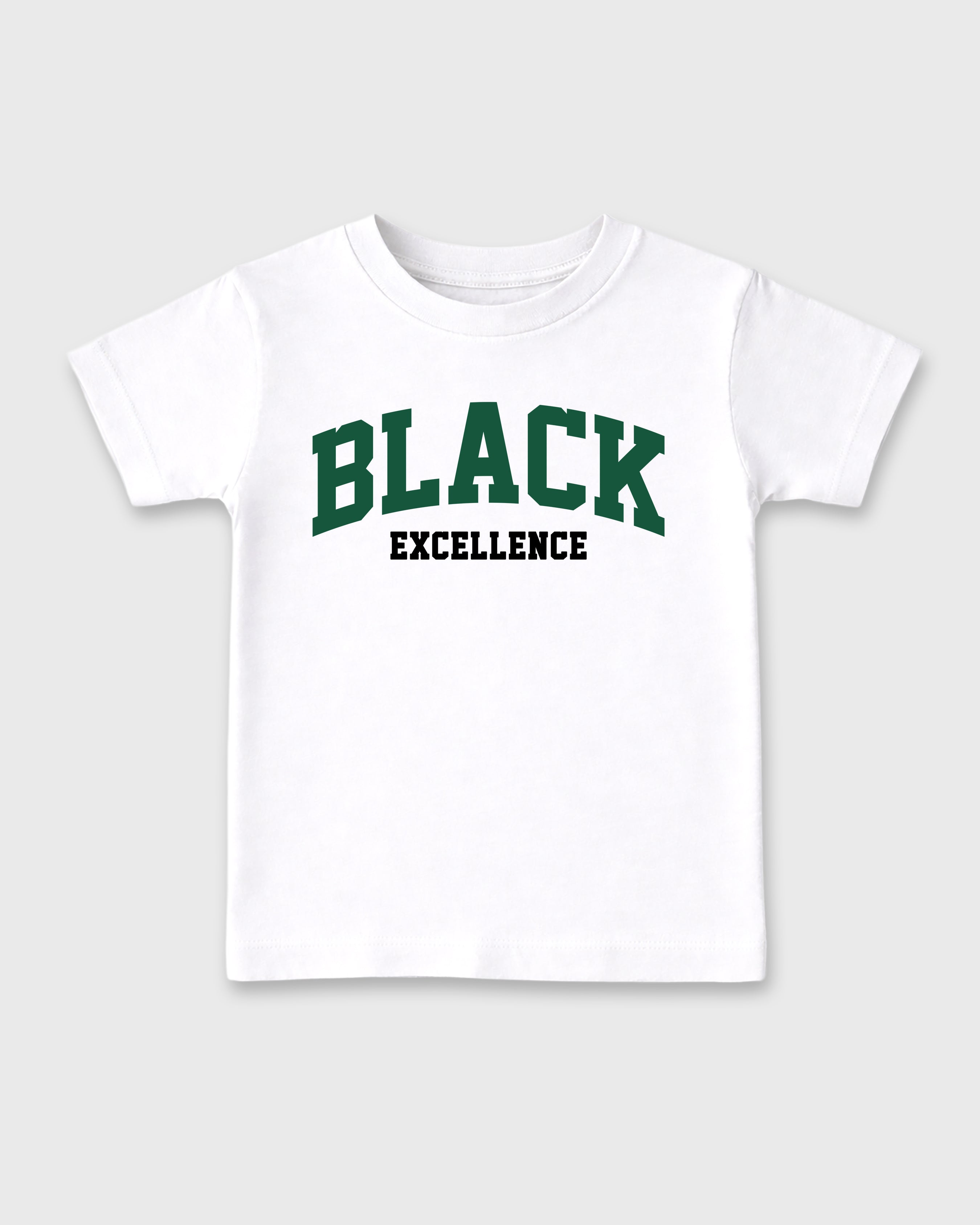 Varsity Black Excellence Baby & Kids Graphic T-Shirt featuring original artwork designed to match the Air Jordan 14 Forest Green. White 2 Kids Graphic Tee.