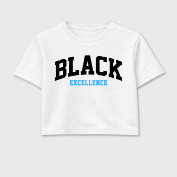Sneaker match tees – Sneaker Tees To Match Air Jordan 14 University Blue Shoes – Varsity Black Excellence Crop T-Shirt White 2