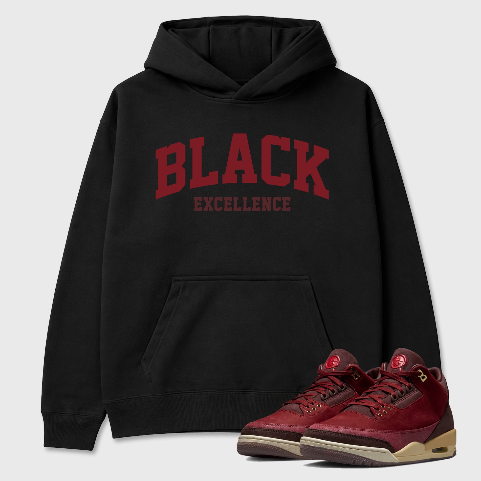 Varsity Black Excellence Graphic T-Shirt sneaker match tee designed for the Air Jordan 3 Bin 23, featuring coordinated color options for a perfect streetwear match. Black 1 shirt.