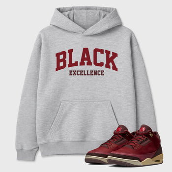 Varsity Black Excellence Graphic T-Shirt sneaker match tee designed for the Air Jordan 3 Bin 23, featuring coordinated color options for a perfect streetwear match. Heather Grey 1 shirt.