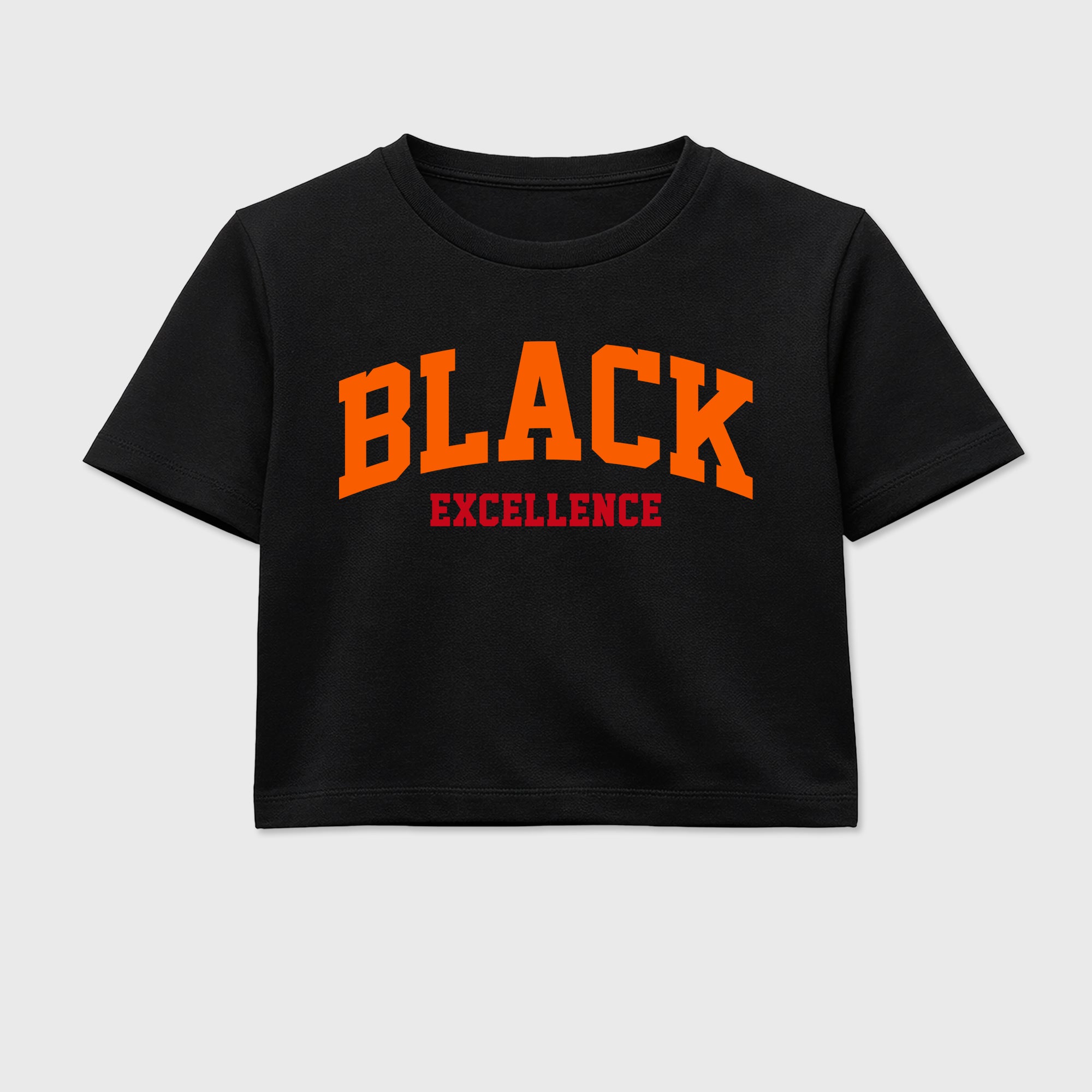 Sneaker match tees – Sneaker Tees To Match Air Jordan 3 Orange Citrus Shoes – Varsity Black Excellence Crop T-Shirt Black 2