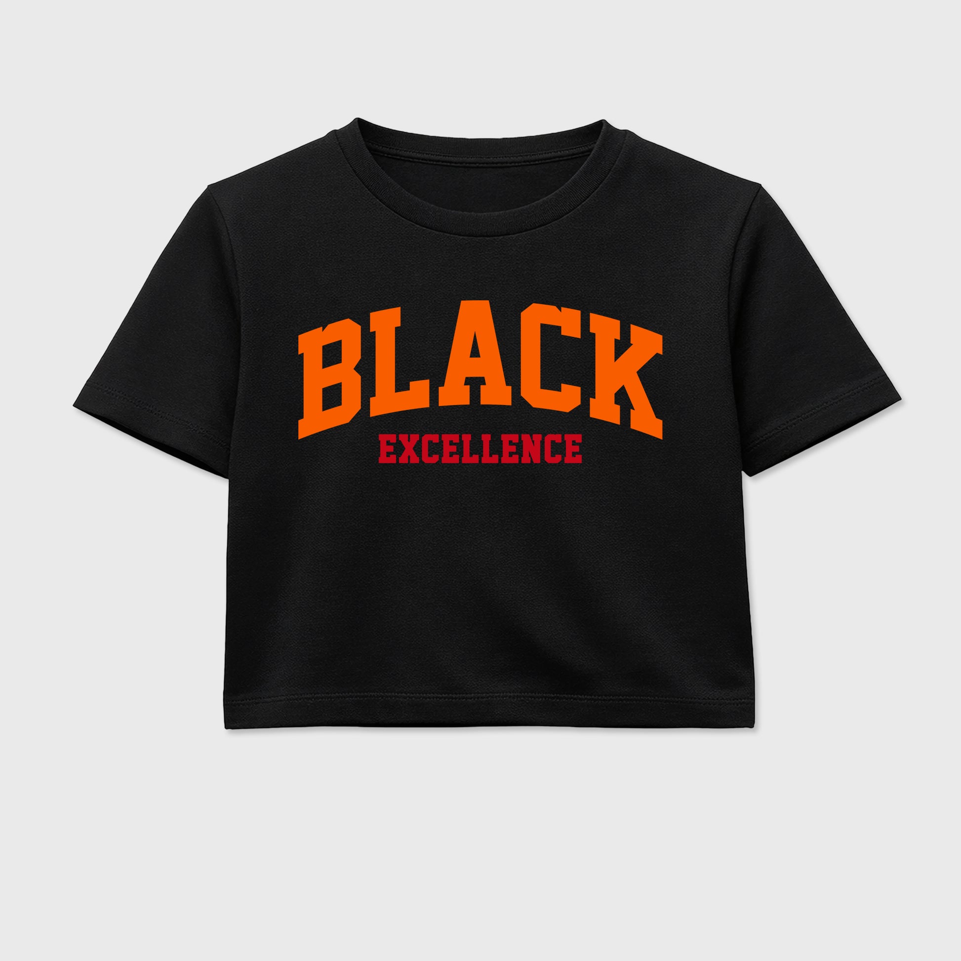Sneaker match tees – Sneaker Tees To Match Air Jordan 3 Orange Citrus Shoes – Varsity Black Excellence Crop T-Shirt Black 2