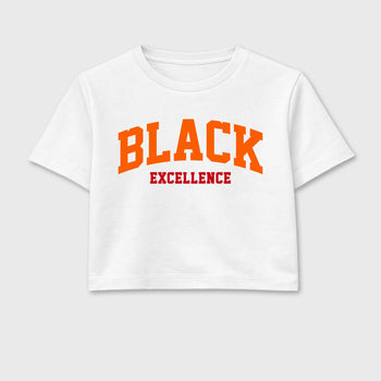 Sneaker match tees – Sneaker Tees To Match Air Jordan 3 Orange Citrus Shoes – Varsity Black Excellence Crop T-Shirt White 2
