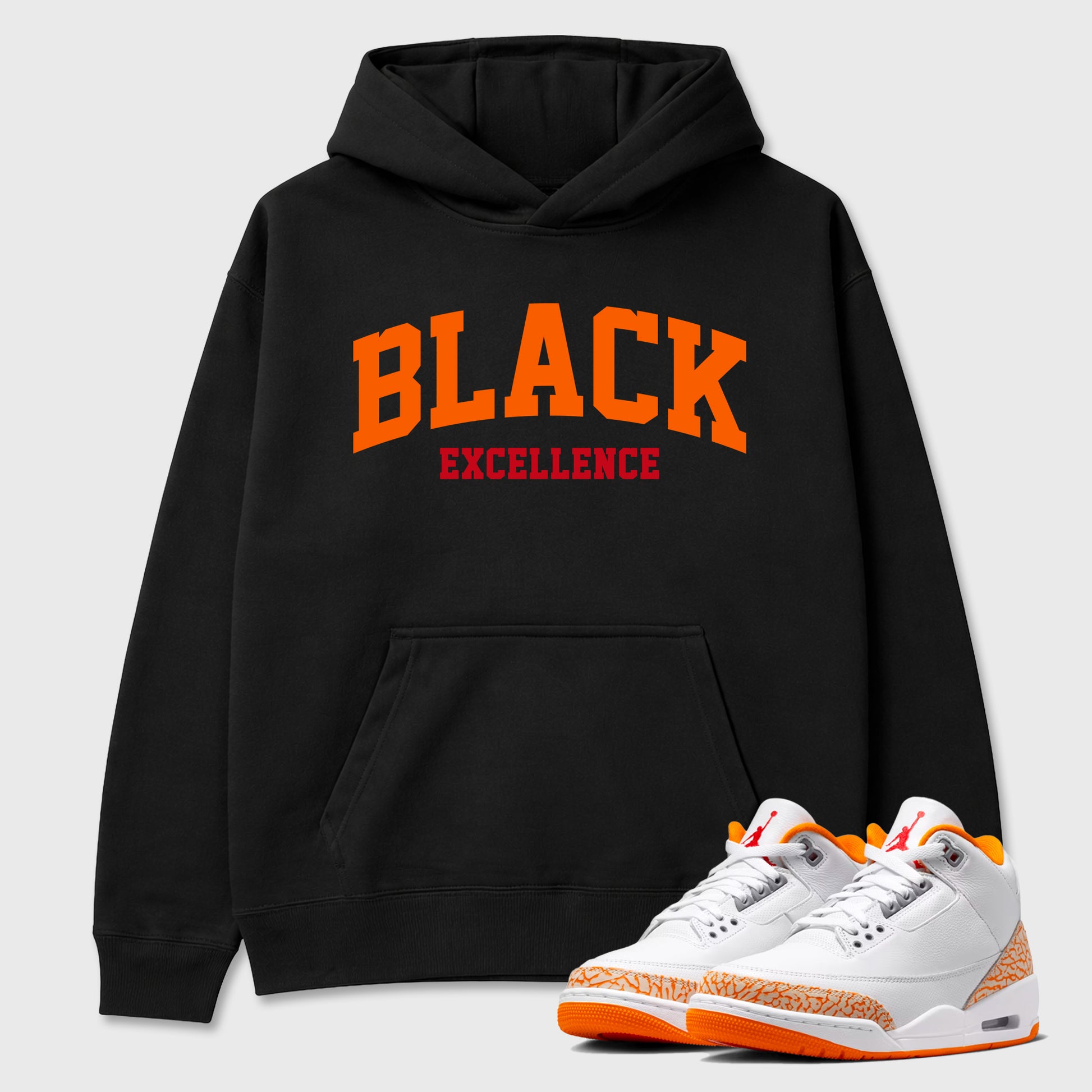 Sneaker match tees – Sneaker Tees To Match Air Jordan 3 Orange Citrus Shoes – Varsity Black Excellence Tee Black 1