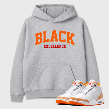 Sneaker match tees – Sneaker Tees To Match Air Jordan 3 Orange Citrus Shoes – Varsity Black Excellence Tee Heather Grey 1