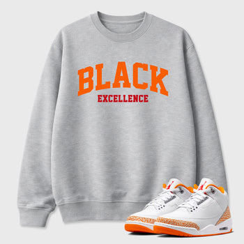 Sneaker match tees – Sneaker Tees To Match Air Jordan 3 Orange Citrus Shoes – Varsity Black Excellence Tee Heather Grey 1