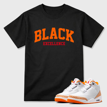 Sneaker match tees – Sneaker Tees To Match Air Jordan 3 Orange Citrus Shoes – Varsity Black Excellence Tee Black 1