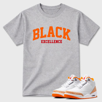 Sneaker match tees – Sneaker Tees To Match Air Jordan 3 Orange Citrus Shoes – Varsity Black Excellence Tee Heather Grey 1