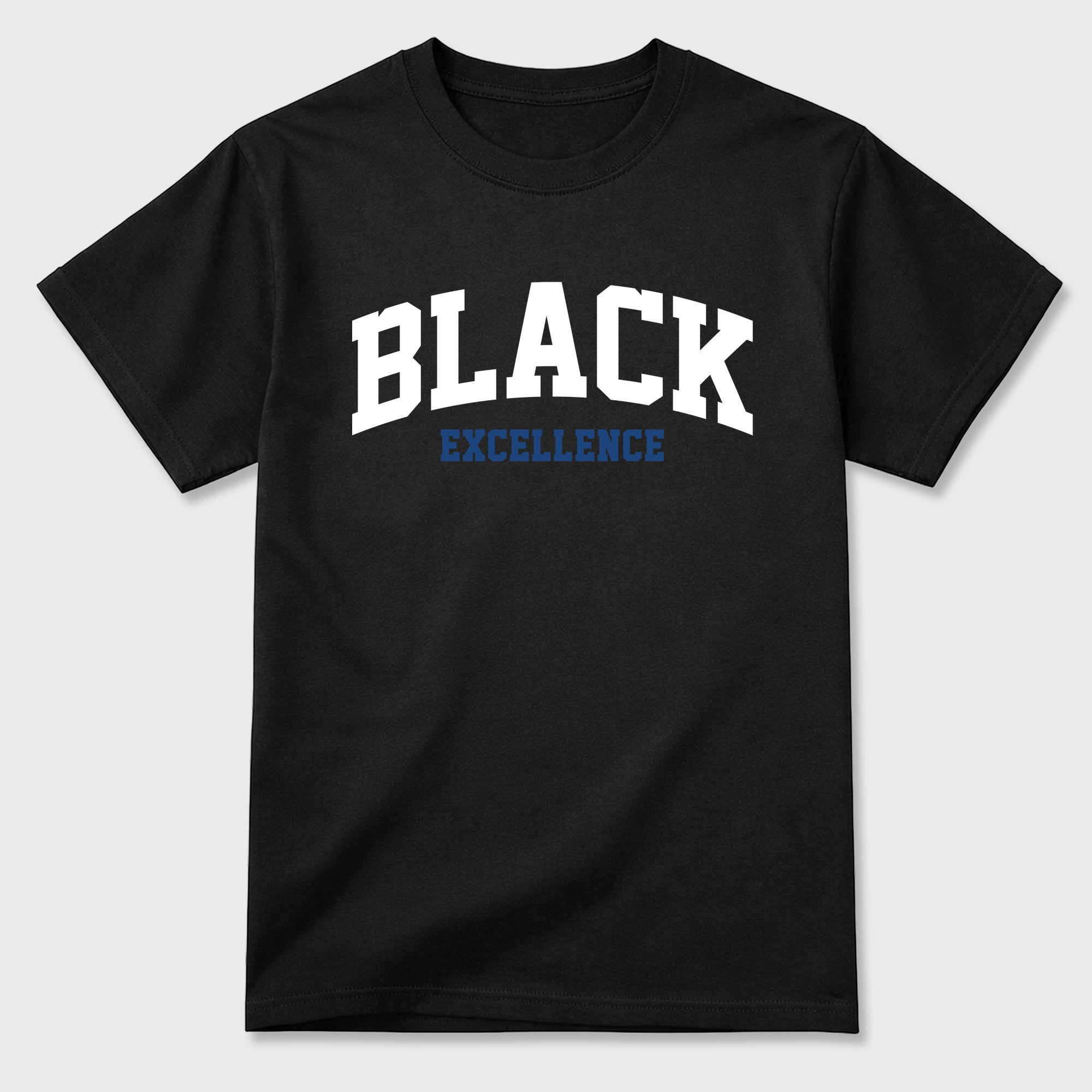 Varsity Black Excellence Graphic T-Shirt featuring original streetwear artwork designed to match the Air Jordan 3 True Blue. Black 2 Graphic T-Shirt.