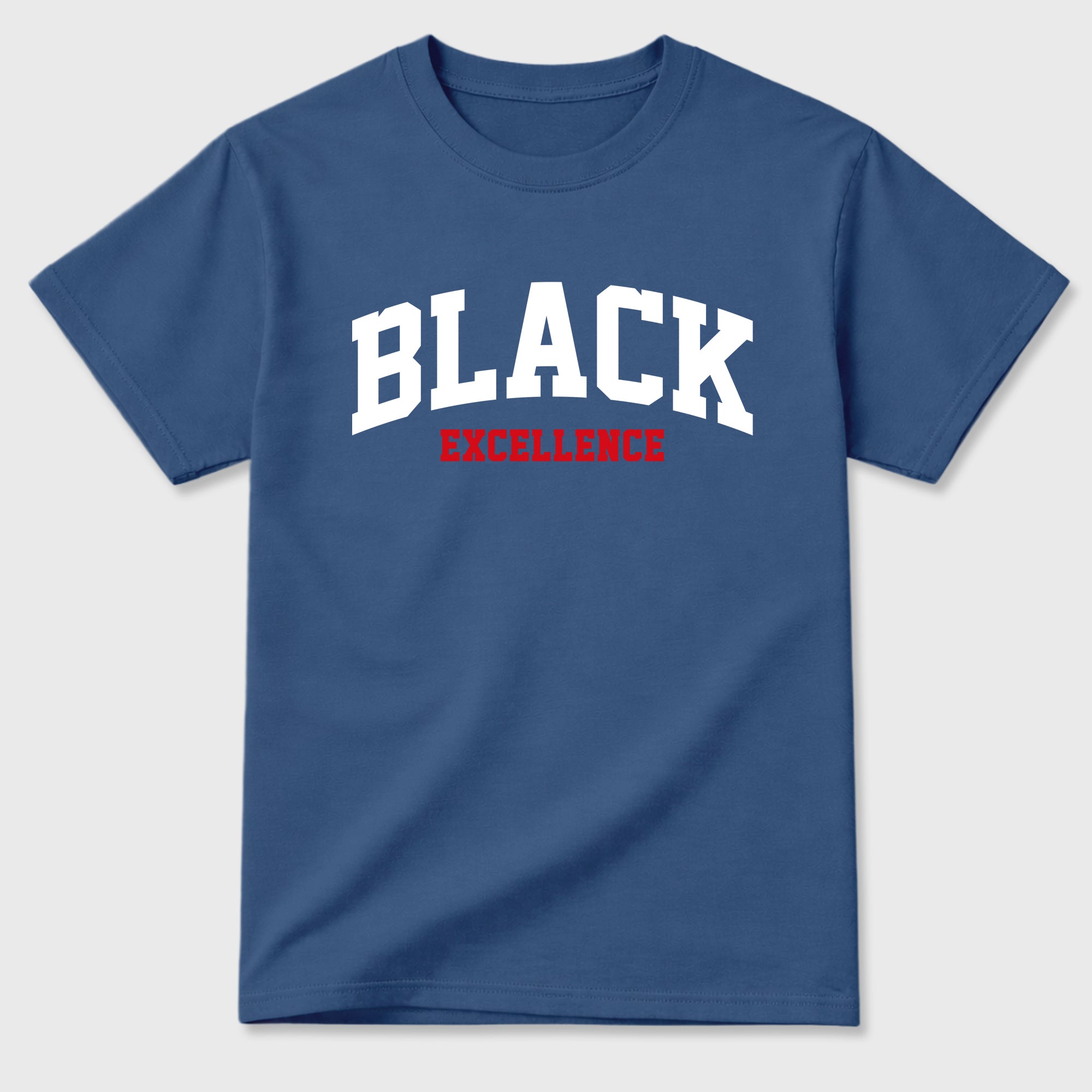 Varsity Black Excellence Graphic T-Shirt featuring original streetwear artwork designed to match the Air Jordan 3 True Blue. Denim Blue 2 Graphic T-Shirt.