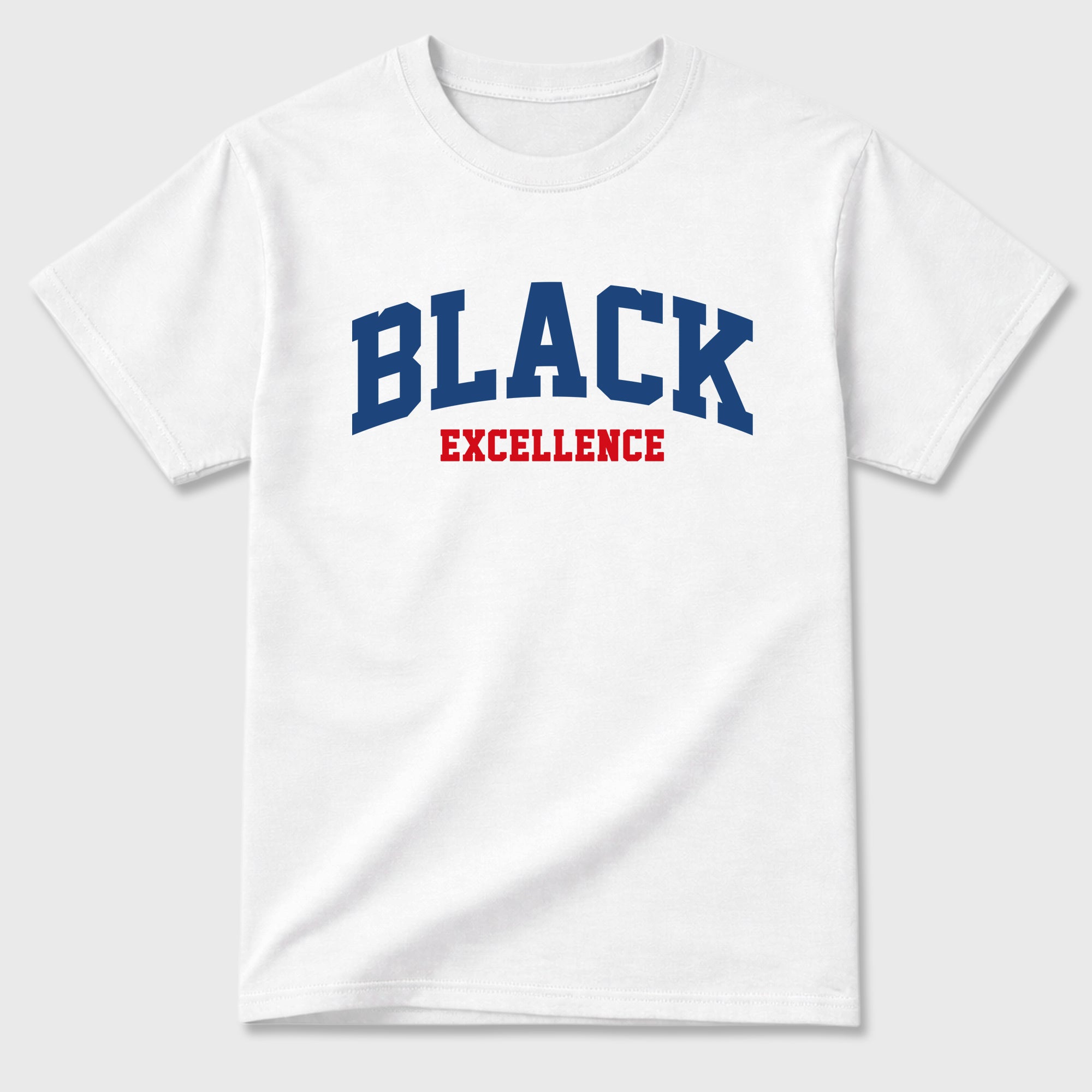 Varsity Black Excellence Graphic T-Shirt featuring original streetwear artwork designed to match the Air Jordan 3 True Blue. White 2 Graphic T-Shirt.