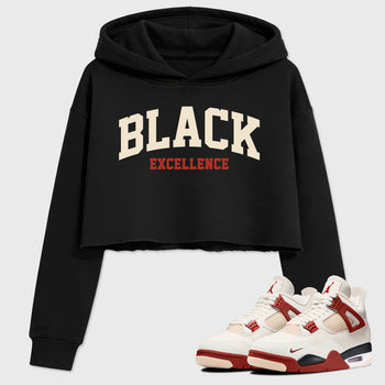 Sneaker match tees – Sneaker Tees To Match Air Jordan 4 Brick After Brick Shoes – Varsity Black Excellence Crop T-Shirt Black 1