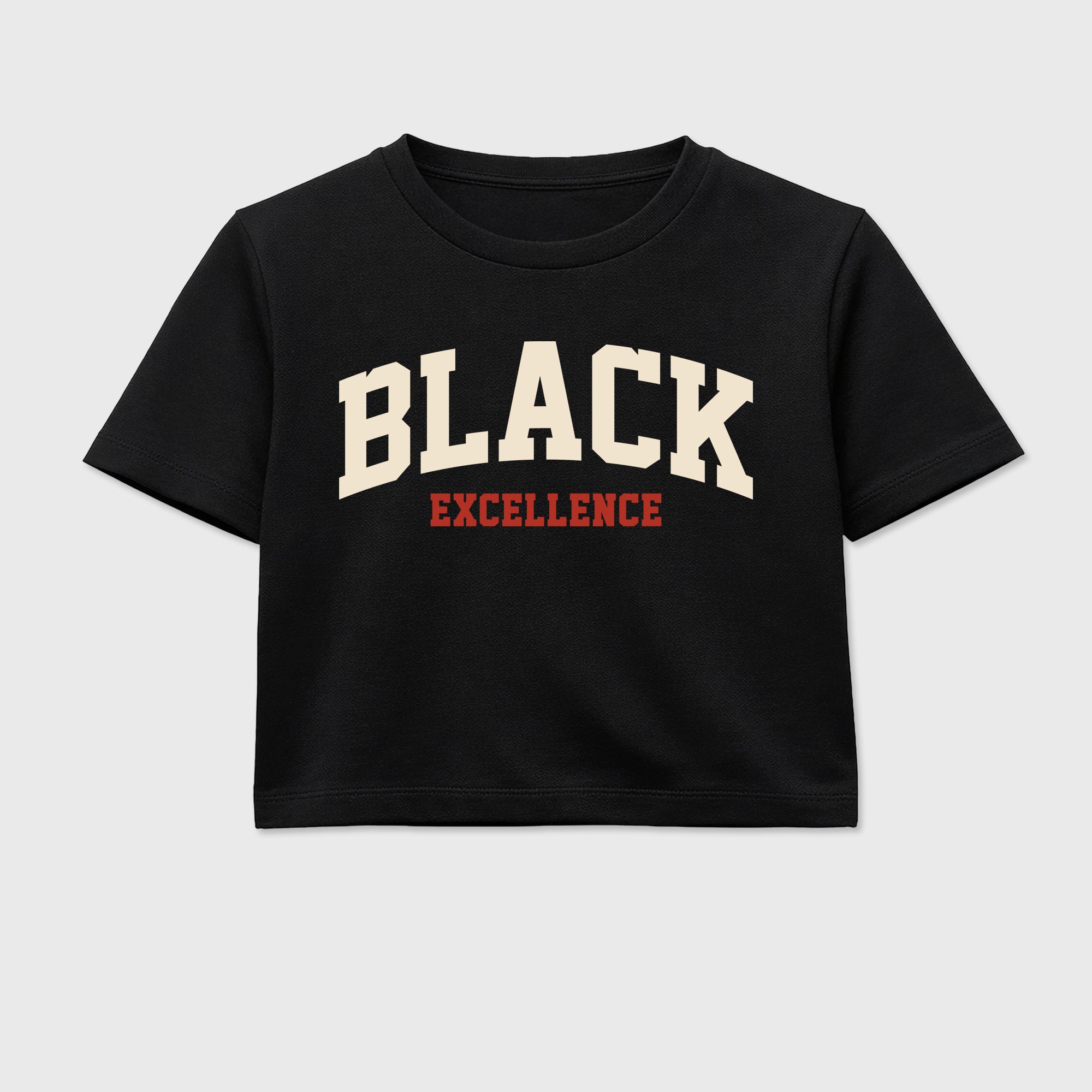 Sneaker match tees – Sneaker Tees To Match Air Jordan 4 Brick After Brick Shoes – Varsity Black Excellence Crop T-Shirt Black 2