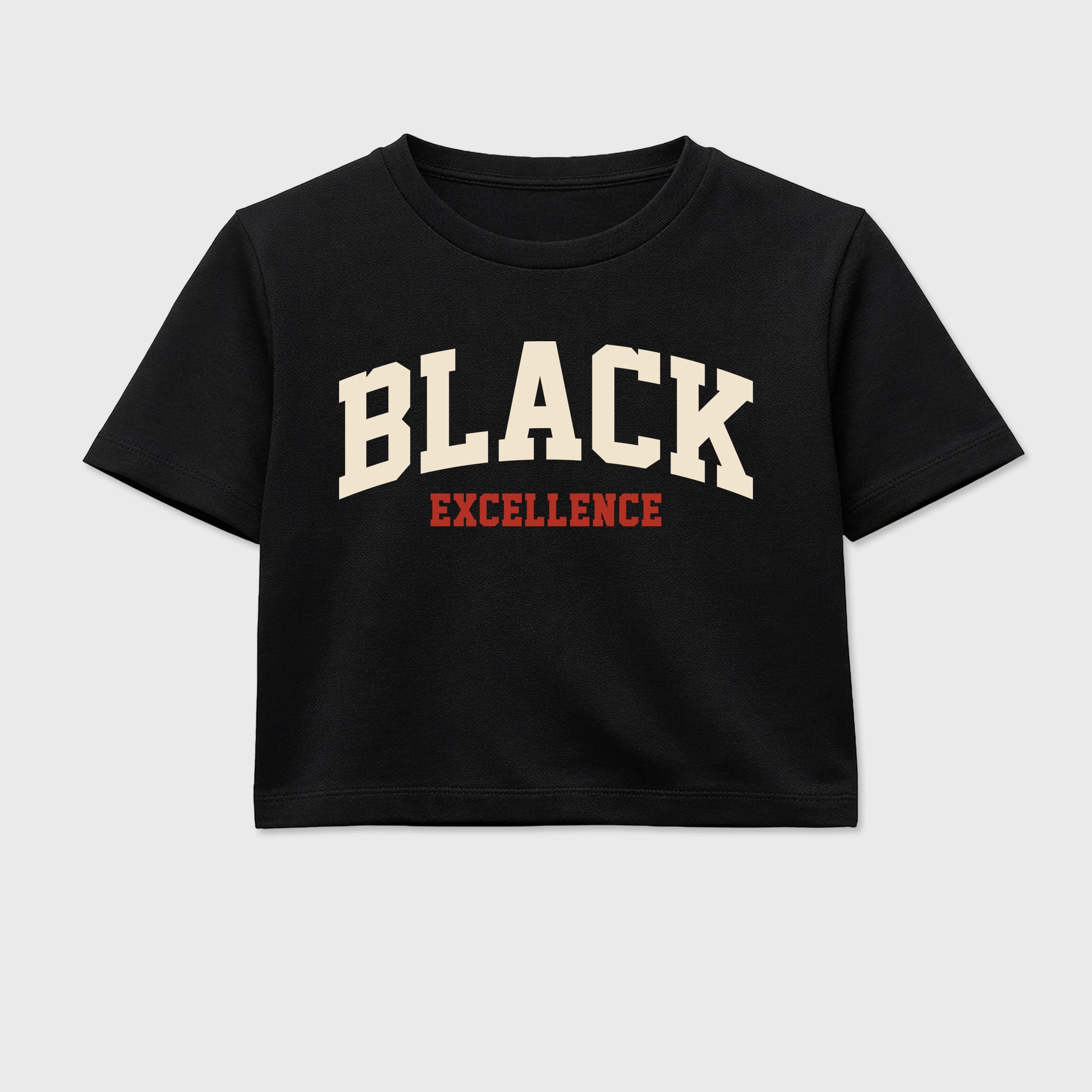 Sneaker match tees – Sneaker Tees To Match Air Jordan 4 Brick After Brick Shoes – Varsity Black Excellence Crop T-Shirt Black 2