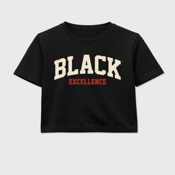 Sneaker match tees – Sneaker Tees To Match Air Jordan 4 Brick After Brick Shoes – Varsity Black Excellence Crop T-Shirt Black 2