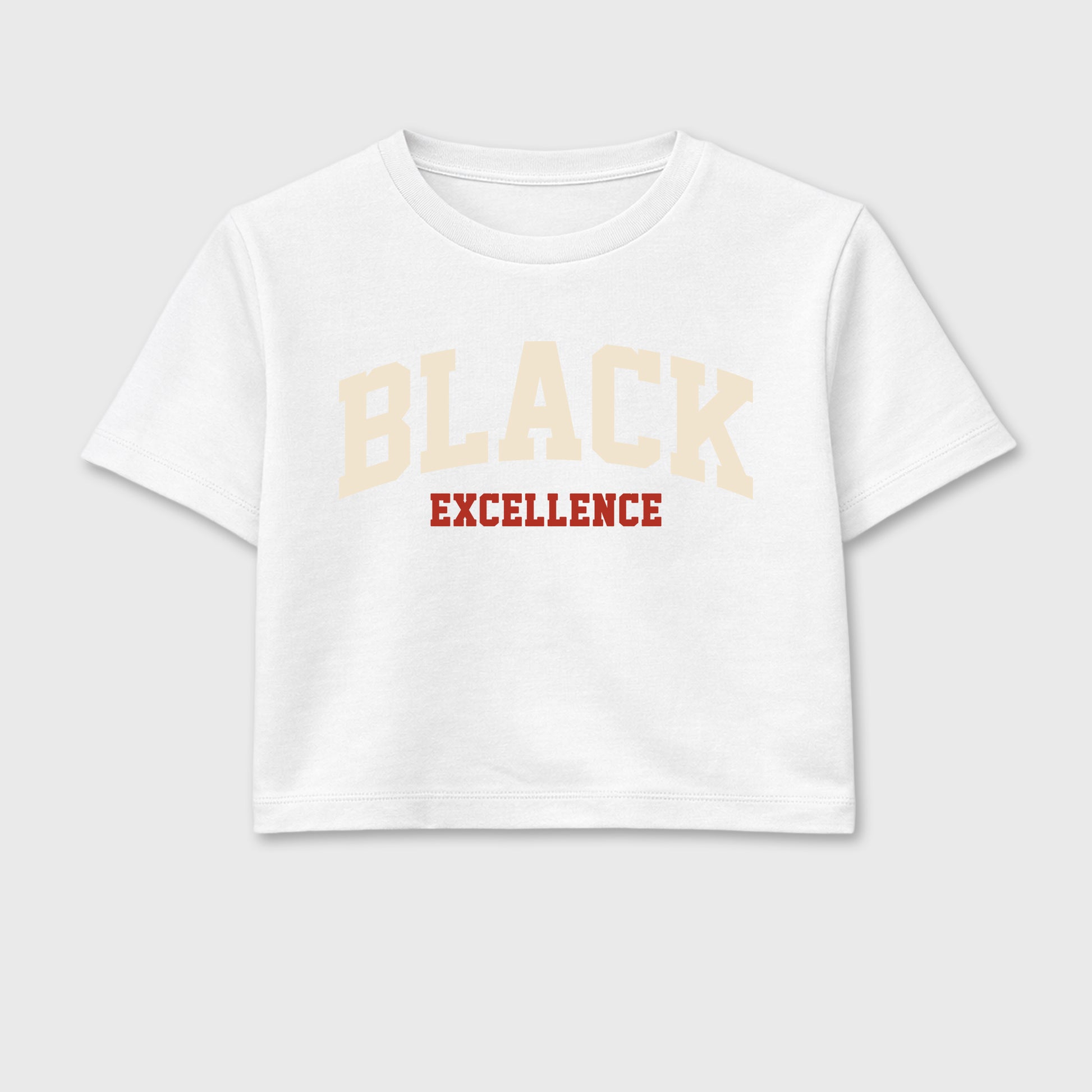 Sneaker match tees – Sneaker Tees To Match Air Jordan 4 Brick After Brick Shoes – Varsity Black Excellence Crop T-Shirt White 2