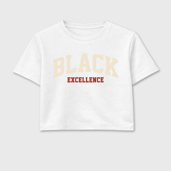 Sneaker match tees – Sneaker Tees To Match Air Jordan 4 Brick After Brick Shoes – Varsity Black Excellence Crop T-Shirt White 2