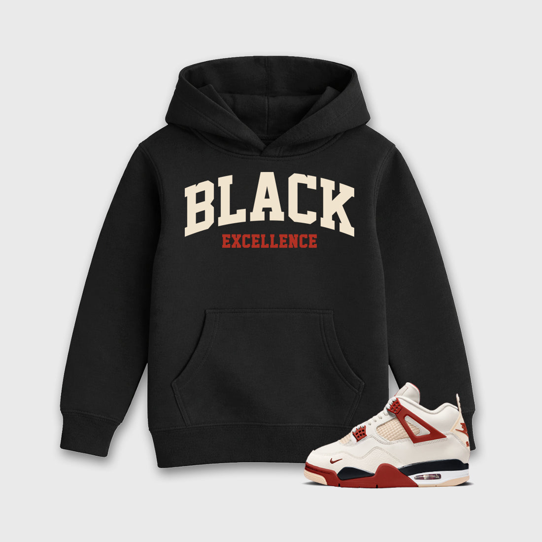 Sneaker match tees – Sneaker Tees To Match Air Jordan 4 Brick After Brick Shoes – Varsity Black Excellence Kids T-Shirt Black 1
