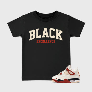 Sneaker match tees – Sneaker Tees To Match Air Jordan 4 Brick After Brick Shoes – Varsity Black Excellence Kids T-Shirt Black 1