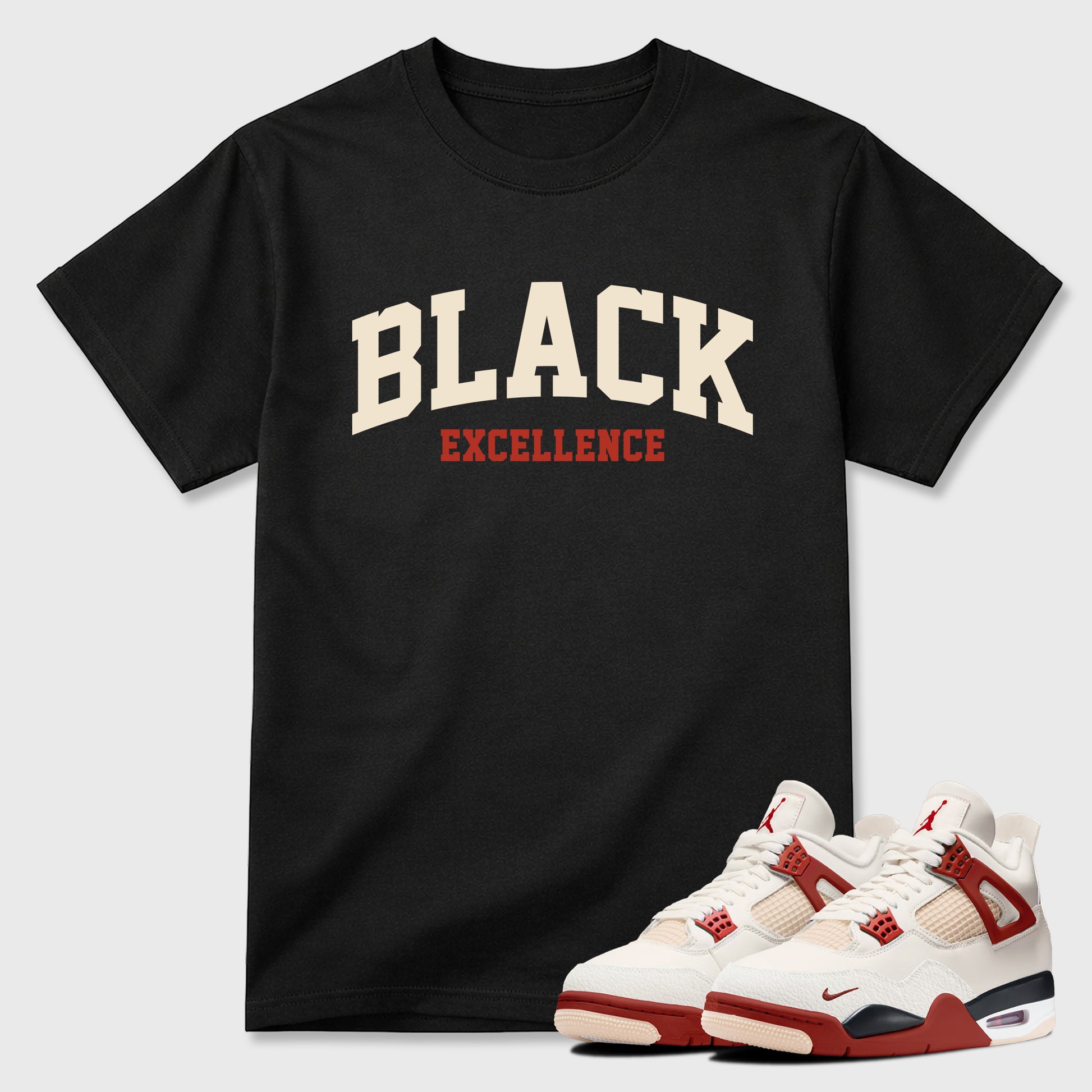 Sneaker match tees – Sneaker Tees To Match Air Jordan 4 Brick After Brick Shoes – Varsity Black Excellence Tee Black 1