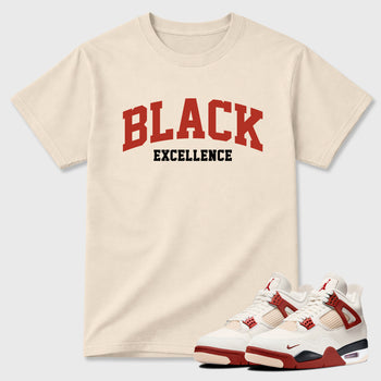 Sneaker match tees – Sneaker Tees To Match Air Jordan 4 Brick After Brick Shoes – Varsity Black Excellence Tee Natural 1