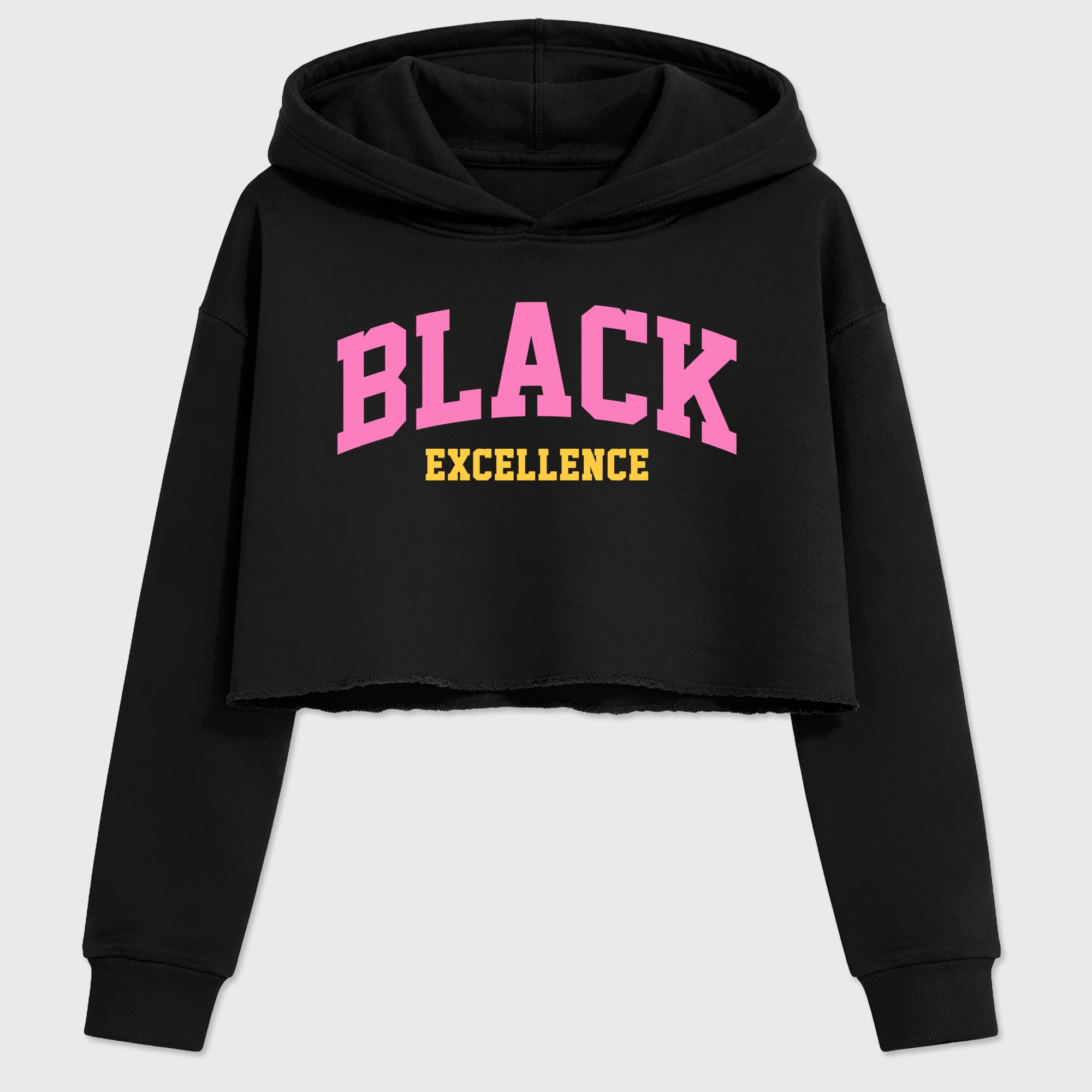 Varsity Black Excellence Women’s Graphic Crop Tee featuring original streetwear artwork designed to match the Air Jordan 4 Comic. Black 2 Crop Tee.