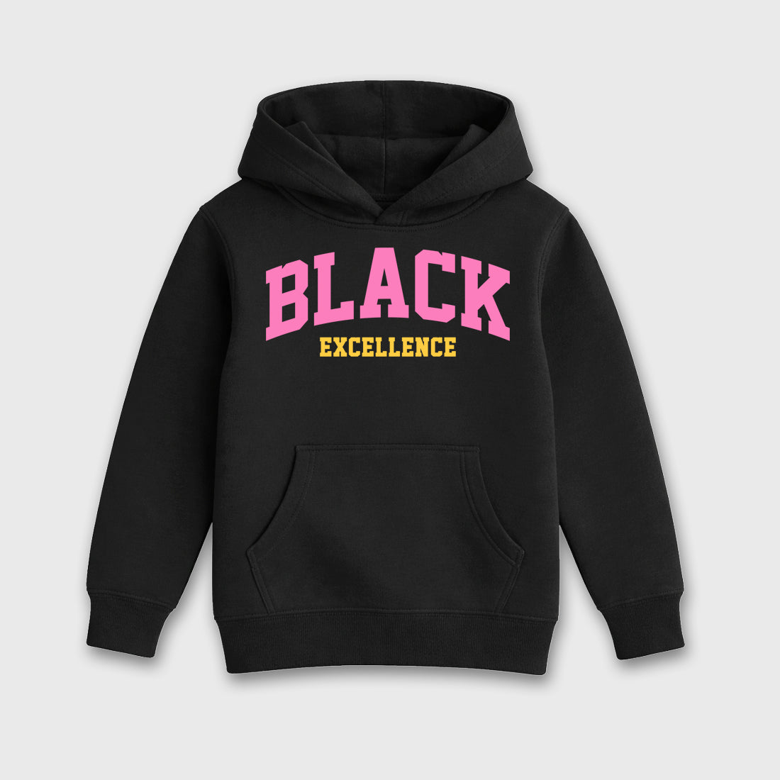 Varsity Black Excellence Baby & Kids Graphic Hoodie featuring original artwork designed to match the Air Jordan 4 Comic. Black 2 Kids Graphic Sweater.