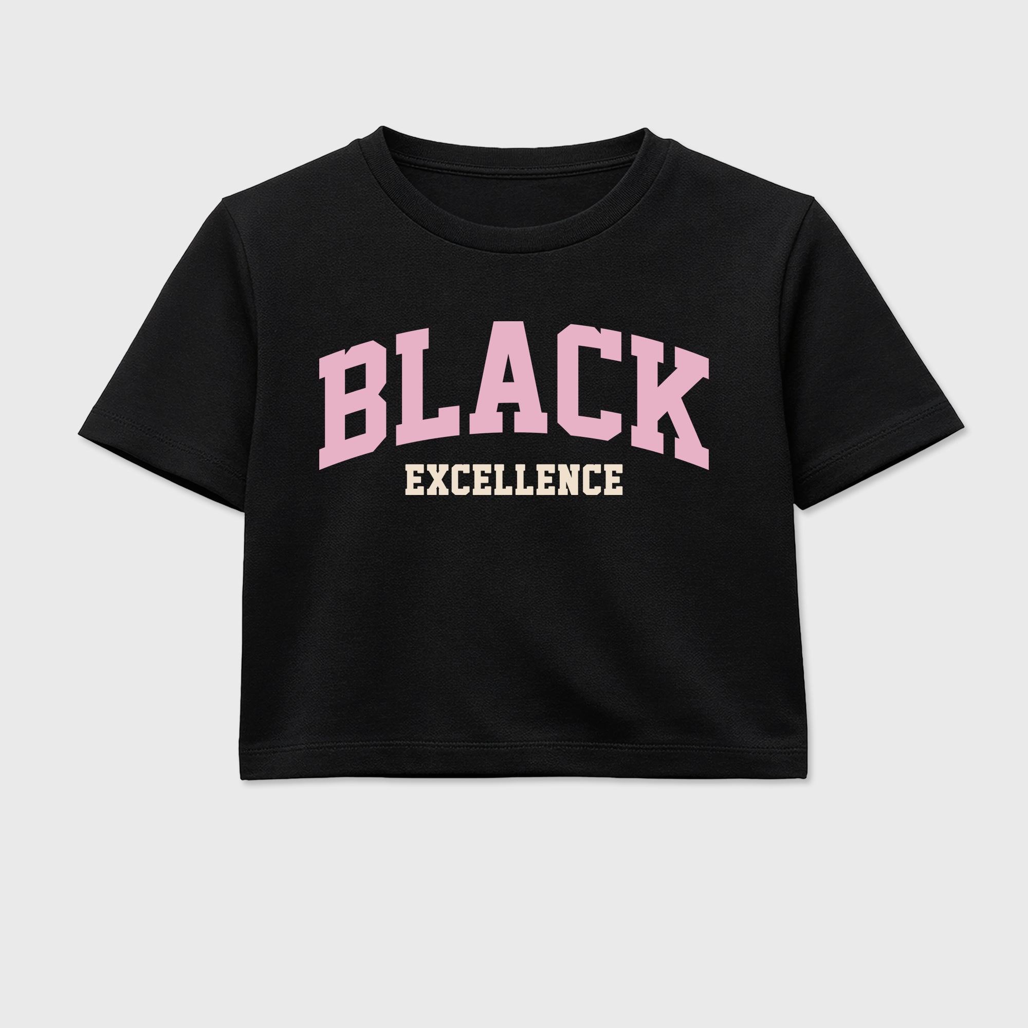 Sneaker match tees – Sneaker Tees To Match Air Jordan 4 Iced Carmine Shoes – Varsity Black Excellence Crop T-Shirt Black 2