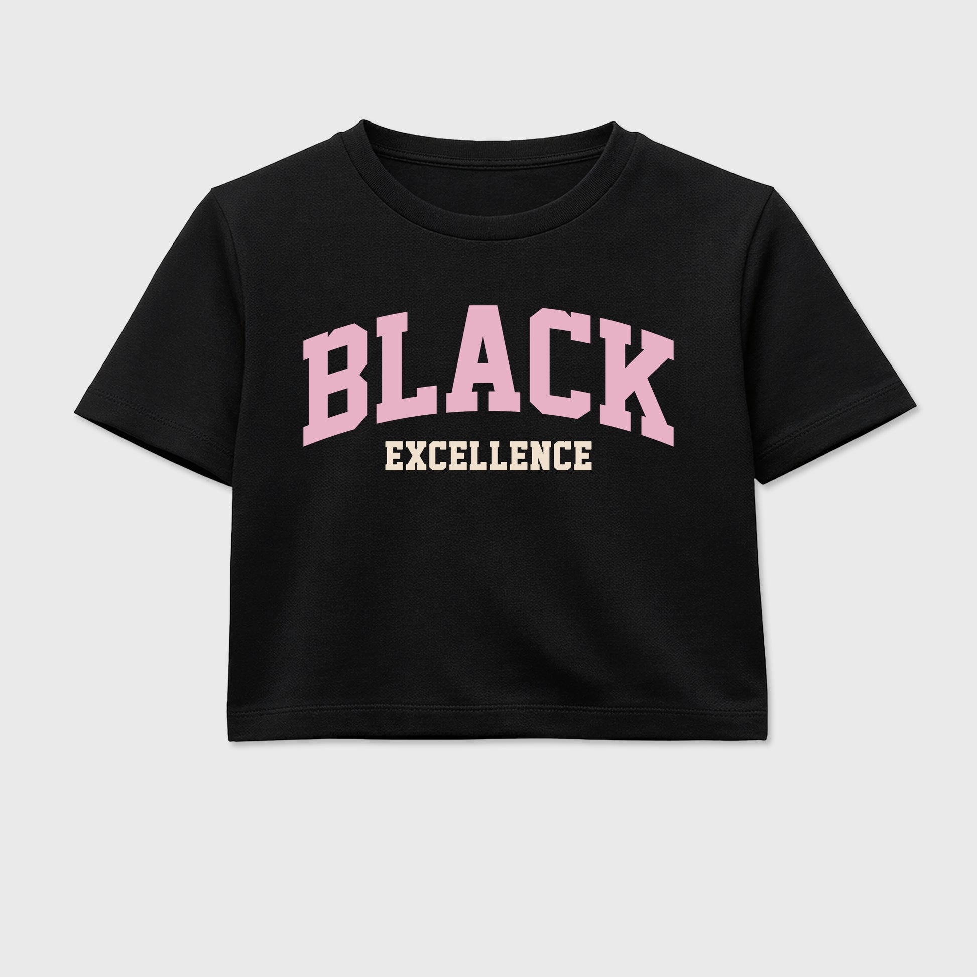 Sneaker match tees – Sneaker Tees To Match Air Jordan 4 Iced Carmine Shoes – Varsity Black Excellence Crop T-Shirt Black 2