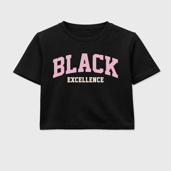 Sneaker match tees – Sneaker Tees To Match Air Jordan 4 Iced Carmine Shoes – Varsity Black Excellence Crop T-Shirt Black 2