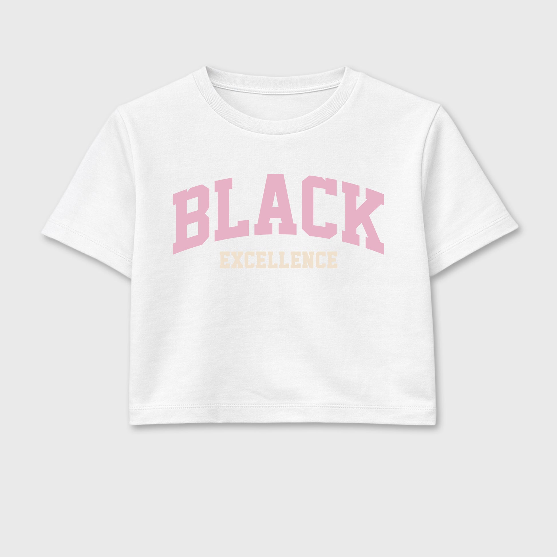 Sneaker match tees – Sneaker Tees To Match Air Jordan 4 Iced Carmine Shoes – Varsity Black Excellence Crop T-Shirt White 2