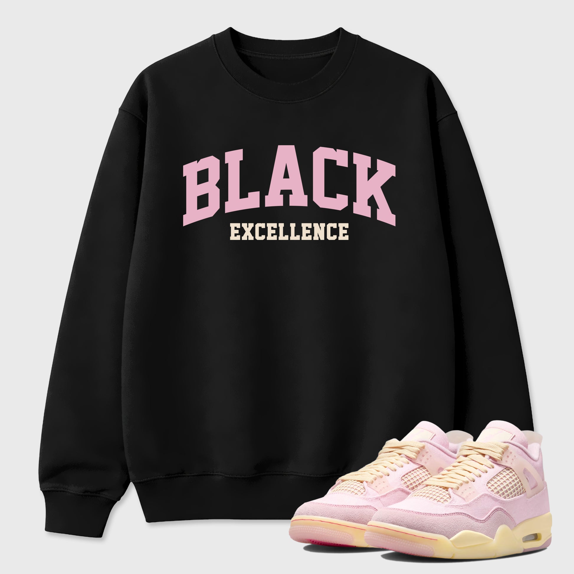 Sneaker match tees – Sneaker Tees To Match Air Jordan 4 Iced Carmine Shoes – Varsity Black Excellence Tee Black 1