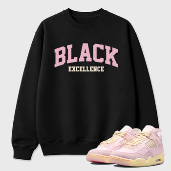 Sneaker match tees – Sneaker Tees To Match Air Jordan 4 Iced Carmine Shoes – Varsity Black Excellence Tee Black 1