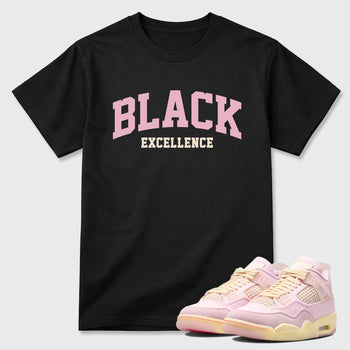 Sneaker match tees – Sneaker Tees To Match Air Jordan 4 Iced Carmine Shoes – Varsity Black Excellence Tee Black 1