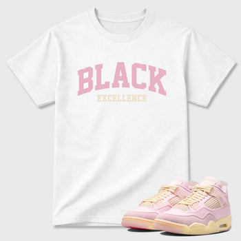 Sneaker match tees – Sneaker Tees To Match Air Jordan 4 Iced Carmine Shoes – Varsity Black Excellence Tee White 1