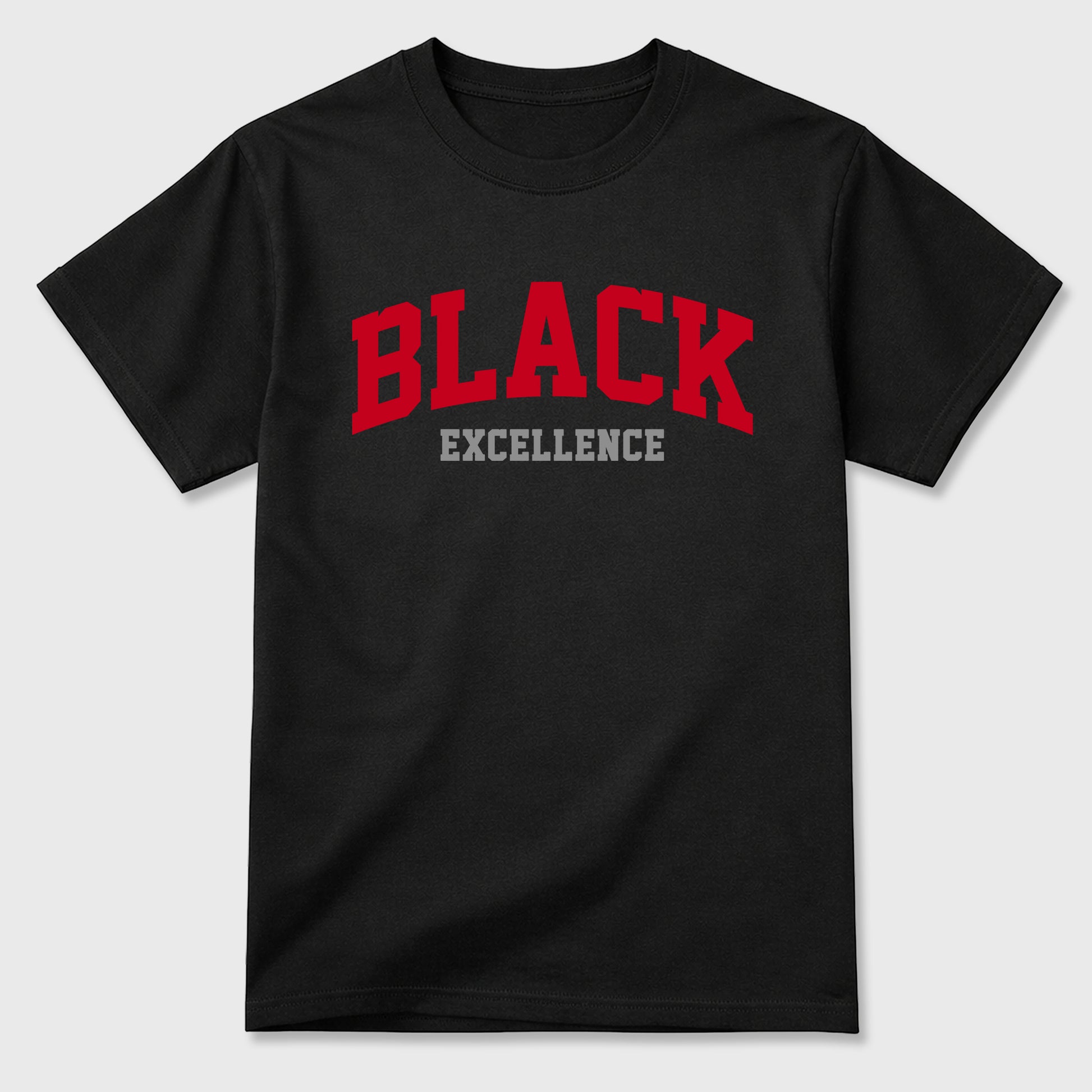 Varsity Black Excellence Graphic T-Shirt sneaker match tee designed for the Air Jordan 4 Toro Bravo, featuring coordinated color options for a perfect streetwear match. Black 2 shirt.