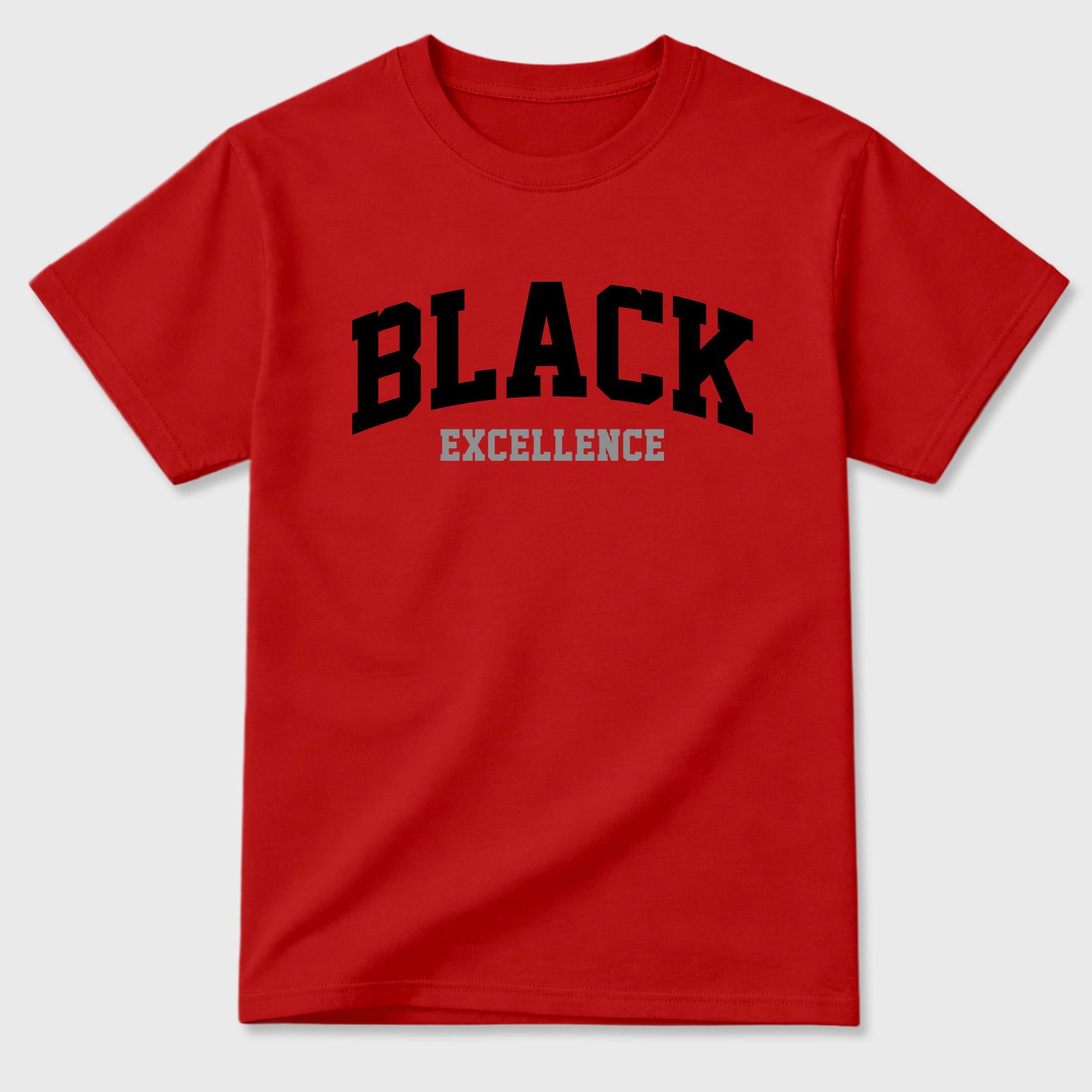 Varsity Black Excellence Graphic T-Shirt sneaker match tee designed for the Air Jordan 4 Toro Bravo, featuring coordinated color options for a perfect streetwear match. Red 2 shirt.